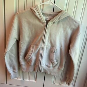 Girls Cropped Cream Hoodie.